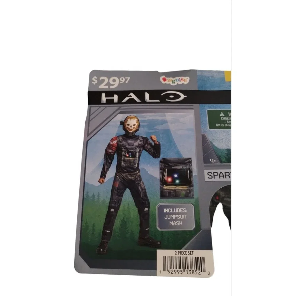 Halo Spartan Emile Boys 3 Piece Costume Small 4 to 6 Halloween Cosplay Lights Up